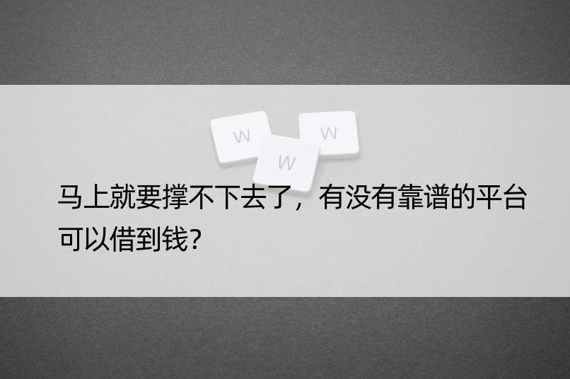 马上就要撑不下去了，有没有靠谱的平台可以借到钱？