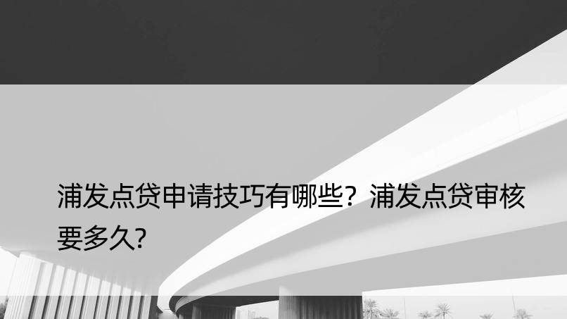 浦发点贷申请技巧有哪些？浦发点贷审核要多久?