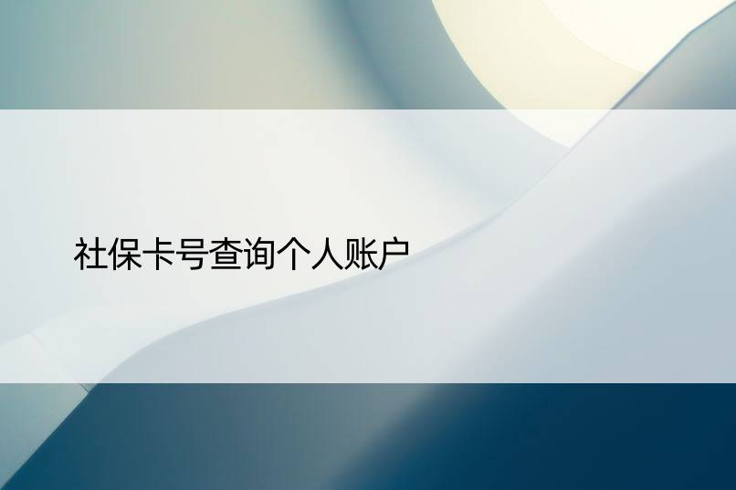 社保卡号查询个人账户