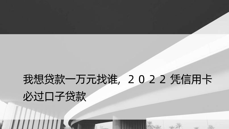 我想贷款一万元找谁,2022凭信用卡必过口子贷款