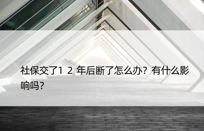 社保交了12年后断了怎么办？有什么影响吗？