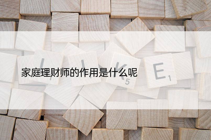 家庭理财师的作用是什么呢