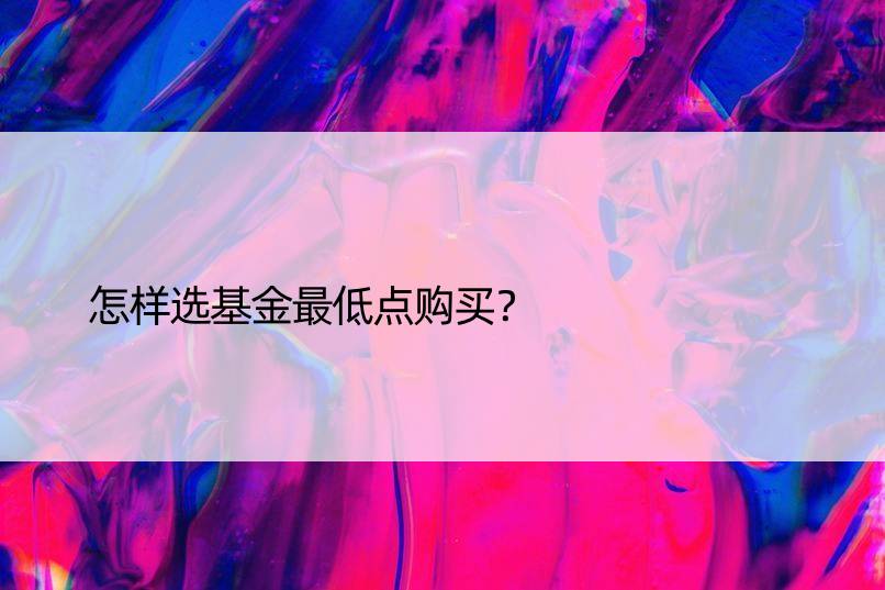 怎样选基金更低点购买？