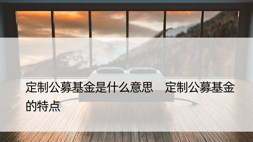 定制公募基金是什么意思 定制公募基金的特点