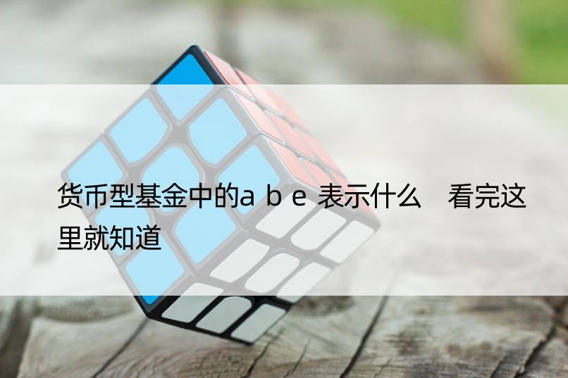 货币型基金中的abe表示什么 看完这里就知道