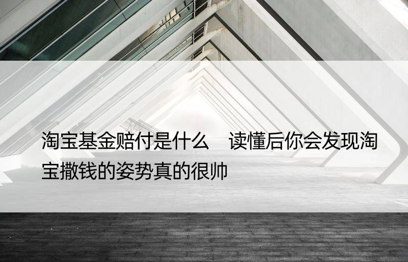 淘宝基金赔付是什么 读懂后你会发现淘宝撒钱的姿势真的很帅