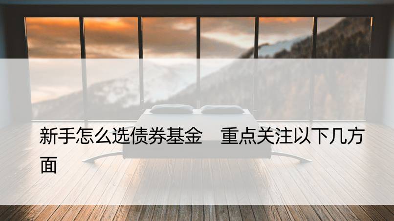 新手怎么选债券基金 重点关注以下几方面