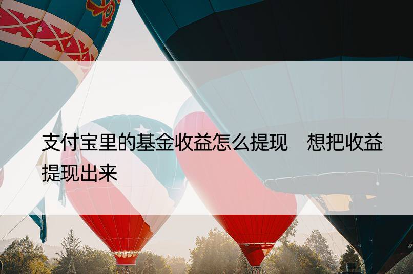 支付宝里的基金收益怎么提现 想把收益提现出来