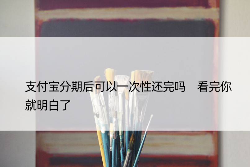 支付宝分期后可以一次性还完吗 看完你就明白了