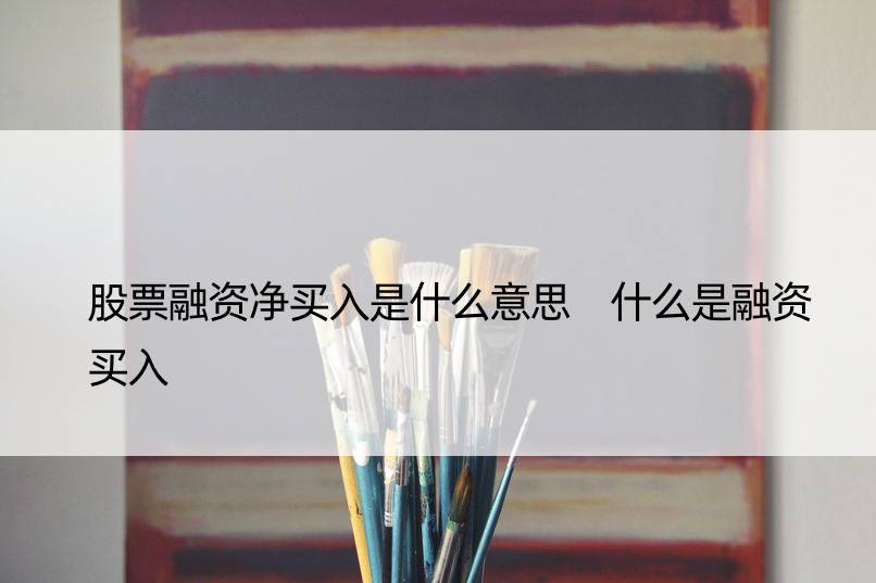 股票融资净买入是什么意思 什么是融资买入