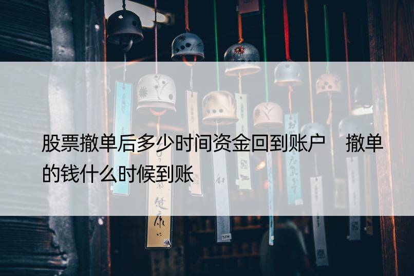 股票撤单后多少时间资金回到账户 撤单的钱什么时候到账