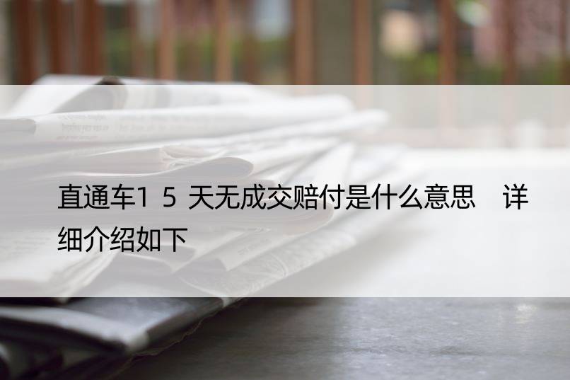 直通车15天无成交赔付是什么意思 详细介绍如下