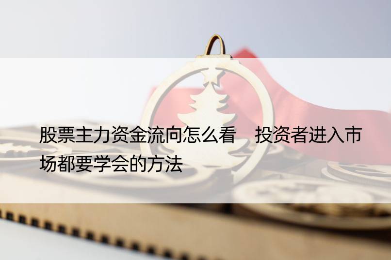 股票主力资金流向怎么看 投资者进入市场都要学会的方法