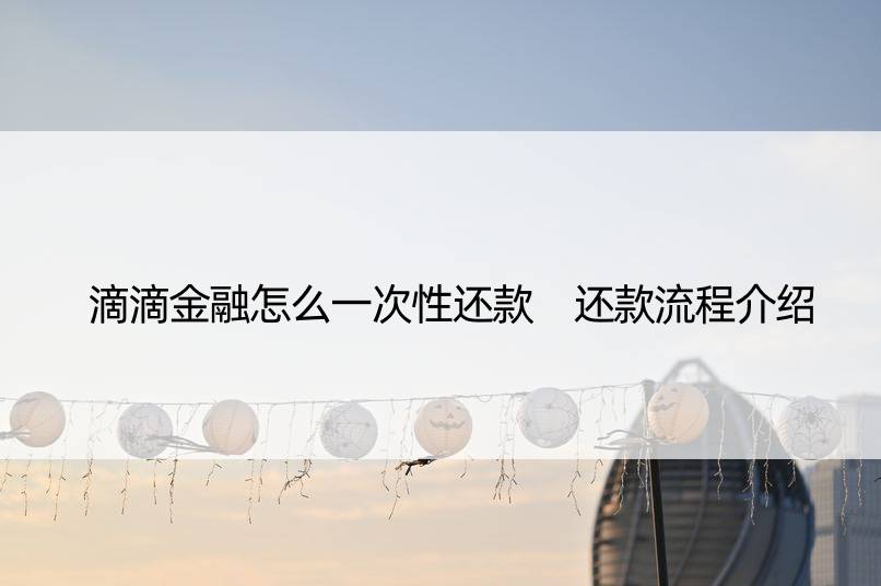 滴滴金融怎么一次性还款 还款流程介绍