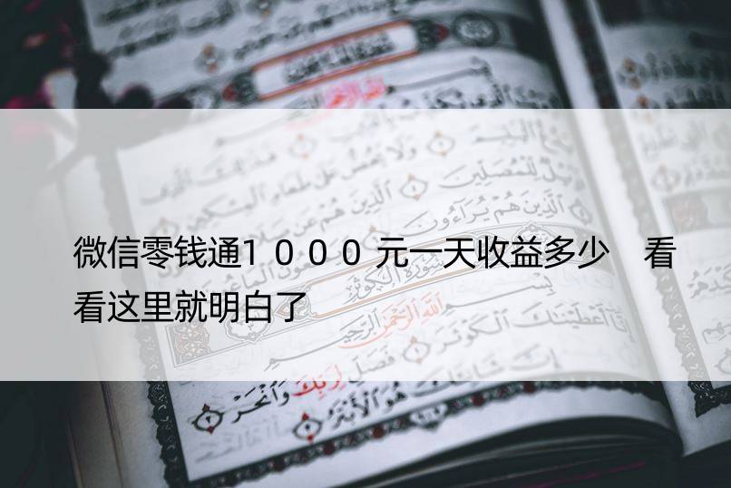 微信零钱通1000元收益多少 看看这里就明白了