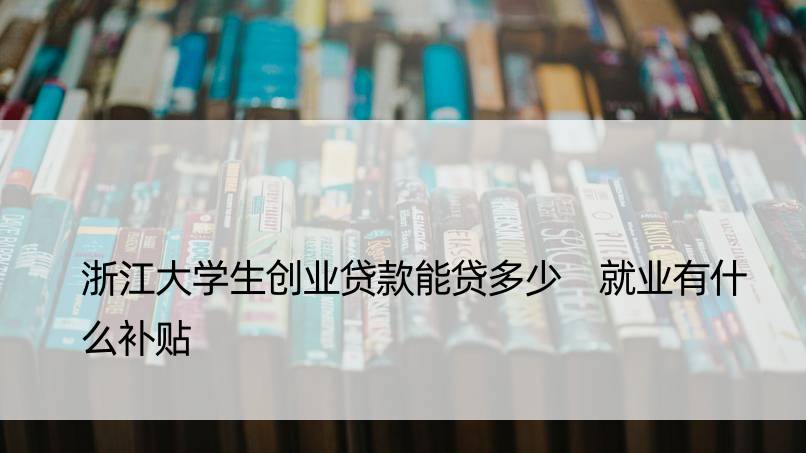 浙江大学生创业贷款能贷多少 就业有什么补贴