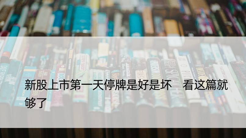 新股上市天停牌是好是坏 看这篇就够了