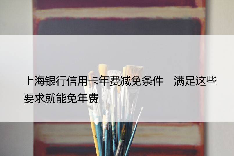 上海银行信用卡年费减免条件 满足这些要求就能免年费