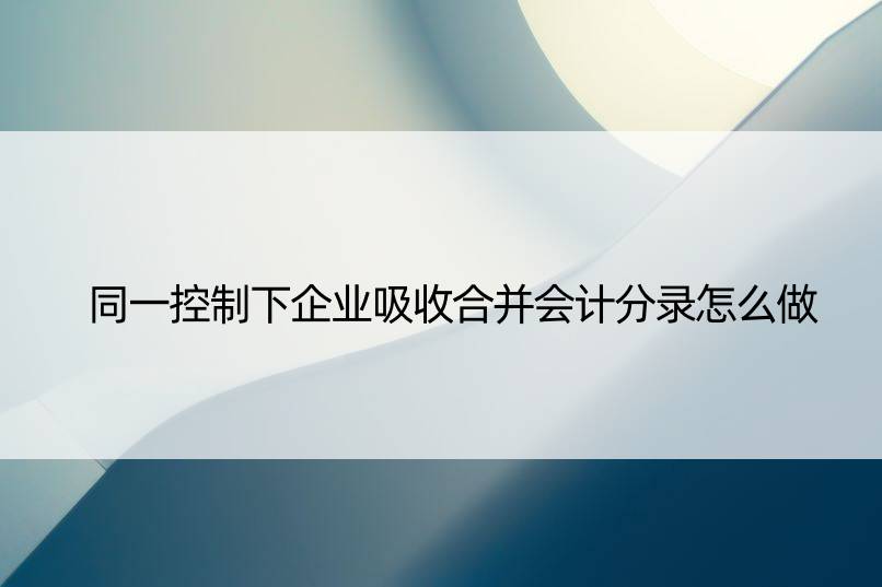 同一控制下企业吸收合并会计分录怎么做