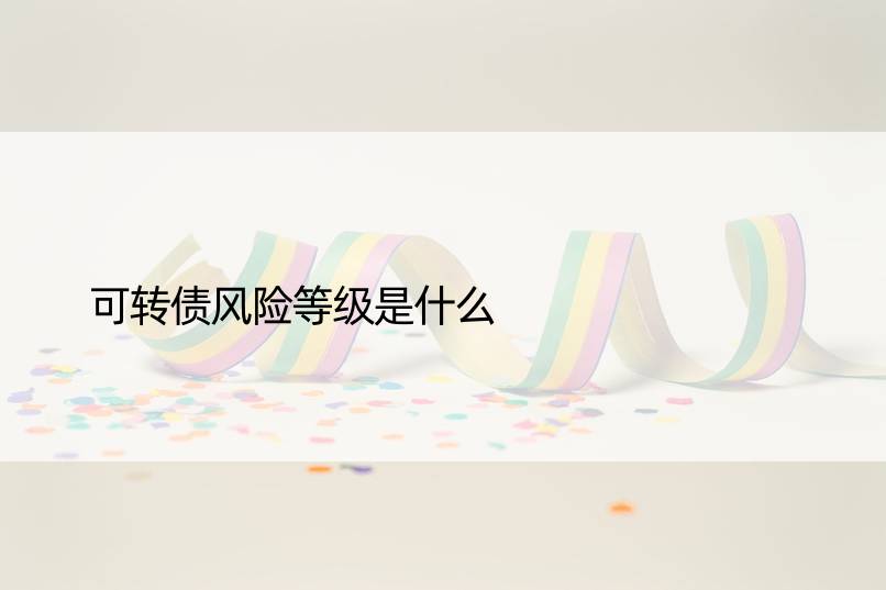 可转债风险等级是什么