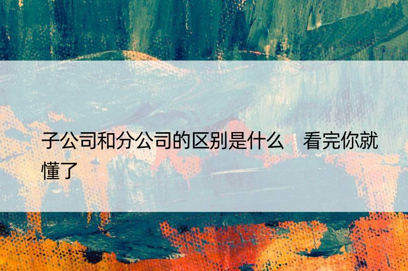 子公司和分公司的区别是什么 看完你就懂了